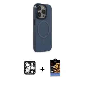 ieg™ iPhone 15 Pro Max Kılıf Eksen Işık Prime - Siyah Buffer Hayalet Cam Ekran Koruyucu + PVD Metal Kamera Lens - GS