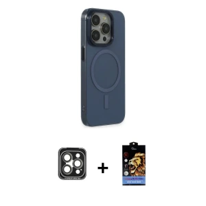 ieg™ iPhone 15 Pro Max Kılıf Eksen Işık Prime - Siyah Buffer Hayalet Cam Ekran Koruyucu + PVD Metal Kamera Lens - GI