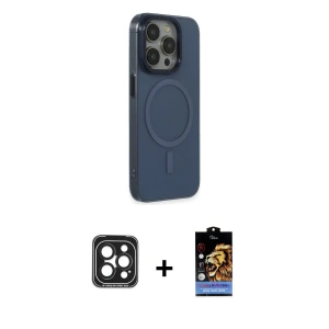 ieg™ iPhone 15 Pro Max Kılıf Eksen Işık Prime - Siyah Buffer Hayalet Cam Ekran Koruyucu + PVD Metal Kamera Lens - SH
