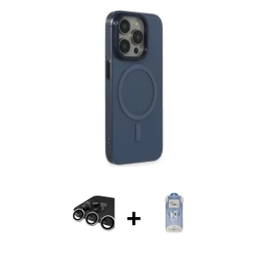 ieg™ iPhone 15 Pro Max Kılıf Eksen Işık Prime - Siyah Joko Magic 5D Cam + Raze Metal Kamera Lens - GS