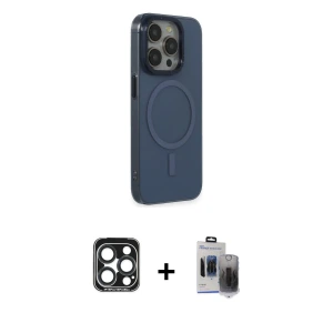 ieg™ iPhone 15 Pro Max Kılıf Eksen Işık Prime - Siyah Vanessa Magic Hayalet Cam + PVD Metal Kamera Lens - LT
