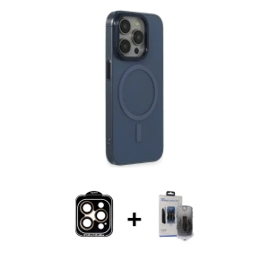 ieg™ iPhone 15 Pro Max Kılıf Eksen Işık Prime - Siyah Vanessa Magic Hayalet Cam + PVD Metal Kamera Lens - TU