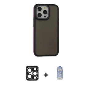 ieg™ iPhone 15 Pro Max Kılıf Eksen Işık - Siyah Joko Magic 5D Cam + PVD Metal Kamera Lens - LT