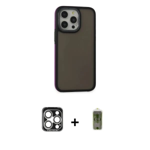ieg™ iPhone 15 Pro Max Kılıf Eksen Işık - Siyah Joko Magic 5D Hayalet Cam + PVD Metal Kamera Lens - GS