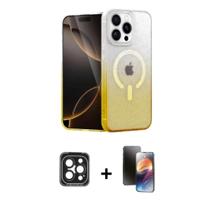 ieg™ iPhone 15 Pro Max Kılıf Eksen Minimal Özel Seri - Siyah 3D Antistatik Mat Seramik Nano Ekran Koruyucu + PVD Metal Kamera Lens - SH