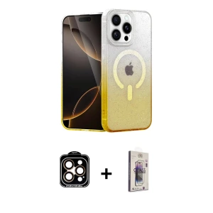ieg™ iPhone 15 Pro Max Kılıf Eksen Minimal Özel Seri - Siyah Bilvis 3D Cam Ekran Koruyucu + PVD Metal Kamera Lens - TU