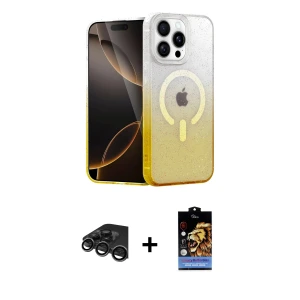 ieg™ iPhone 15 Pro Max Kılıf Eksen Minimal Özel Seri - Siyah Buffer Hayalet Cam Ekran Koruyucu + Raze Metal Kamera Lens - TMGI