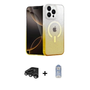 ieg™ iPhone 15 Pro Max Kılıf Eksen Minimal Özel Seri - Siyah Joko Magic 5D Cam + Raze Metal Kamera Lens - TMGI