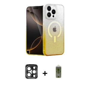 ieg™ iPhone 15 Pro Max Kılıf Eksen Minimal Özel Seri - Siyah Joko Magic 5D Hayalet Cam + PVD Metal Kamera Lens - LT