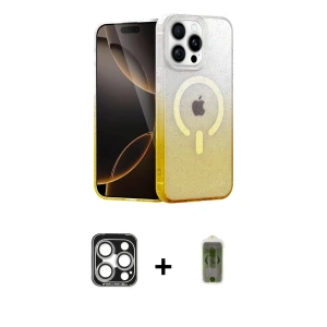 ieg™ iPhone 15 Pro Max Kılıf Eksen Minimal Özel Seri - Siyah Joko Magic 5D Hayalet Cam + PVD Metal Kamera Lens - GS