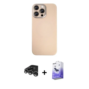 ieg™ iPhone 15 Pro Max Kılıf Eksen Prime - Siyah Bilvis 5in1 5D Magic Hayalet Cam Ekran Koruyucu + Raze Metal Kamera Lens - GS