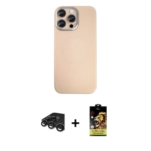ieg™ iPhone 15 Pro Max Kılıf Eksen Prime - Siyah Buffer Cam Ekran Koruyucu + Raze Metal Kamera Lens - TMGI