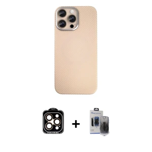 ieg™ iPhone 15 Pro Max Kılıf Eksen Prime - Siyah Vanessa Magic Hayalet Cam + PVD Metal Kamera Lens - TU