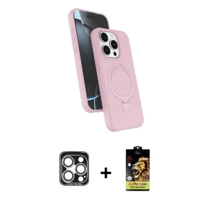 ieg™ iPhone 15 Pro Max Kılıf İz Işık Koleksiyonu - Siyah Buffer Cam Ekran Koruyucu + PVD Metal Kamera Lens - GS
