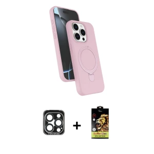 ieg™ iPhone 15 Pro Max Kılıf İz Işık Koleksiyonu - Siyah Buffer Cam Ekran Koruyucu + PVD Metal Kamera Lens - LT