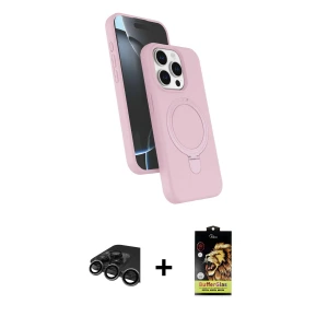 ieg™ iPhone 15 Pro Max Kılıf İz Işık Koleksiyonu - Siyah Buffer Cam Ekran Koruyucu + Raze Metal Kamera Lens - TMGI