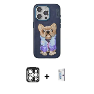 ieg™ iPhone 15 Pro Max Kılıf İz Minimal Koleksiyonu - Siyah Bilvis 0.18mm Plus Cam Ekran Koruyucu + PVD Metal Kamera Lens - GS
