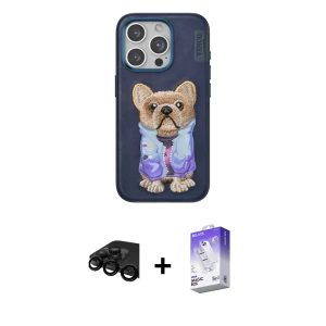 ieg™ iPhone 15 Pro Max Kılıf İz Minimal Koleksiyonu - Siyah Bilvis 5in1 3D Magic Cam Ekran Koruyucu + Raze Metal Kamera Lens - SH