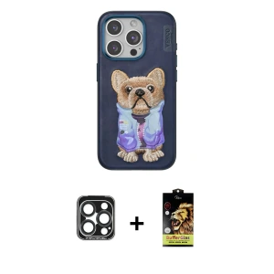 ieg™ iPhone 15 Pro Max Kılıf İz Minimal Koleksiyonu - Siyah Buffer Cam Ekran Koruyucu + PVD Metal Kamera Lens - LT