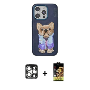 ieg™ iPhone 15 Pro Max Kılıf İz Minimal Koleksiyonu - Siyah Buffer Cam Ekran Koruyucu + PVD Metal Kamera Lens - GS