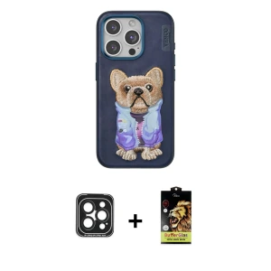 ieg™ iPhone 15 Pro Max Kılıf İz Minimal Koleksiyonu - Siyah Buffer Cam Ekran Koruyucu + PVD Metal Kamera Lens - SH