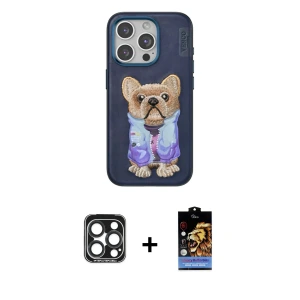 ieg™ iPhone 15 Pro Max Kılıf İz Minimal Koleksiyonu - Siyah Buffer Hayalet Cam Ekran Koruyucu + PVD Metal Kamera Lens - LT