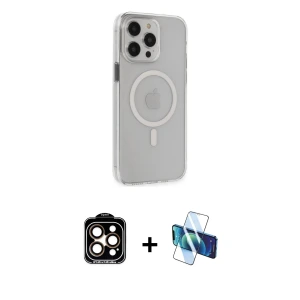 ieg™ iPhone 15 Pro Max Kılıf Kıvılcım Asil Özel Seri - Siyah 3D Antistatik Seramik Nano Ekran Koruyucu + PVD Metal Kamera Lens - TU