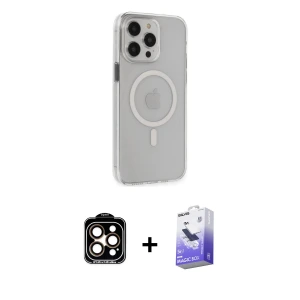 ieg™ iPhone 15 Pro Max Kılıf Kıvılcım Asil Özel Seri - Siyah Bilvis 5in1 5D Magic Hayalet Cam Ekran Koruyucu + PVD Metal Kamera Lens - TU