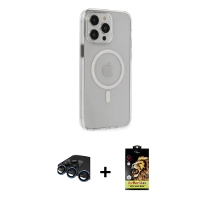 ieg™ iPhone 15 Pro Max Kılıf Kıvılcım Asil Özel Seri - Siyah Buffer Cam Ekran Koruyucu + Raze Metal Kamera Lens - LT