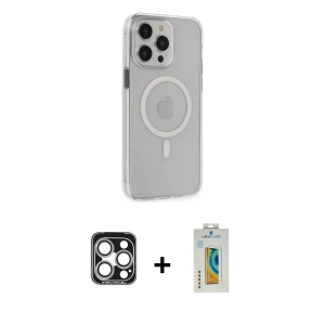 ieg™ iPhone 15 Pro Max Kılıf Kıvılcım Asil Özel Seri - Siyah Polymer Nano Ekran Koruyucu + PVD Metal Kamera Lens - GS