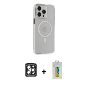 ieg™ iPhone 15 Pro Max Kılıf Kıvılcım Asil Özel Seri - Siyah Polymer Nano Ekran Koruyucu + PVD Metal Kamera Lens - GI