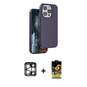 ieg™ iPhone 15 Pro Max Kılıf Kıvılcım Çizgi Serisi - Siyah Buffer Cam Ekran Koruyucu + PVD Metal Kamera Lens - GS