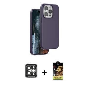 ieg™ iPhone 15 Pro Max Kılıf Kıvılcım Çizgi Serisi - Siyah Buffer Cam Ekran Koruyucu + PVD Metal Kamera Lens - GI