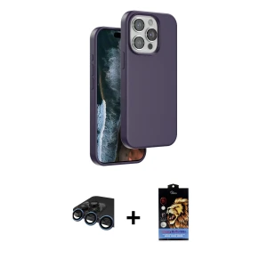 ieg™ iPhone 15 Pro Max Kılıf Kıvılcım Çizgi Serisi - Siyah Buffer Hayalet Cam Ekran Koruyucu + Raze Metal Kamera Lens - LT