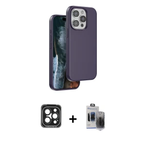ieg™ iPhone 15 Pro Max Kılıf Kıvılcım Çizgi Serisi - Siyah Vanessa Magic Hayalet Cam + PVD Metal Kamera Lens - SH