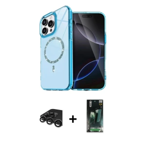 ieg™ iPhone 15 Pro Max Kılıf Kıvılcım Form Prime - Şeffaf 360 Full Body Arka Koruyucu + Raze Metal Kamera Lens - TMGI
