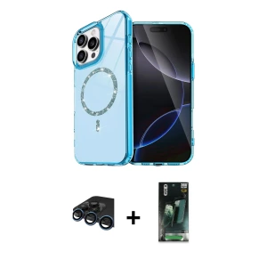 ieg™ iPhone 15 Pro Max Kılıf Kıvılcım Form Prime - Siyah 360 Mat Full Body Arka Koruyucu + Raze Metal Kamera Lens - LT