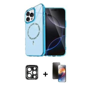 ieg™ iPhone 15 Pro Max Kılıf Kıvılcım Form Prime - Siyah 3D Antistatik Mat Seramik Nano Ekran Koruyucu + PVD Metal Kamera Lens - LT