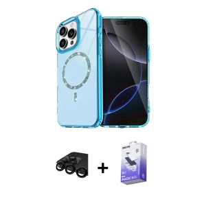 ieg™ iPhone 15 Pro Max Kılıf Kıvılcım Form Prime - Siyah Bilvis 5in1 5D Magic Hayalet Cam Ekran Koruyucu + Raze Metal Kamera Lens - SH