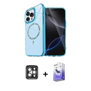 ieg™ iPhone 15 Pro Max Kılıf Kıvılcım Form Prime - Siyah Bilvis 5in1 5D Magic Hayalet Cam Ekran Koruyucu + PVD Metal Kamera Lens - GI