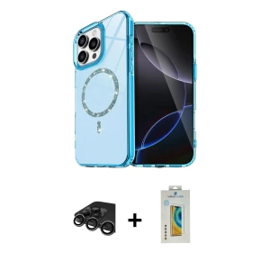 ieg™ iPhone 15 Pro Max Kılıf Kıvılcım Form Prime - Siyah Polymer Nano Ekran Koruyucu + Raze Metal Kamera Lens - TMGI