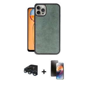ieg™ iPhone 15 Pro Max Kılıf Kıvılcım Işık Serisi - Siyah 3D Antistatik Mat Seramik Nano Ekran Koruyucu + Raze Metal Kamera Lens - LT