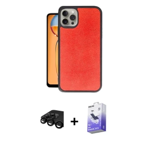 ieg™ iPhone 15 Pro Max Kılıf Kıvılcım Işık Serisi - Siyah Bilvis 5in1 5D Magic Hayalet Cam Ekran Koruyucu + Raze Metal Kamera Lens - SH