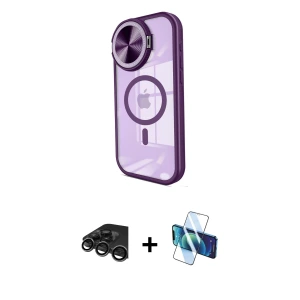 ieg™ iPhone 15 Pro Max Kılıf Kıvılcım Modern Koleksiyonu - Siyah 3D Antistatik Seramik Nano Ekran Koruyucu + Raze Metal Kamera Lens - TMGI