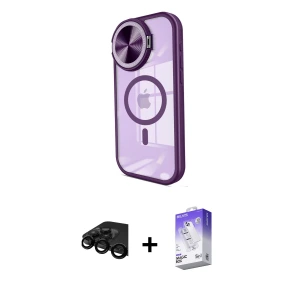 ieg™ iPhone 15 Pro Max Kılıf Kıvılcım Modern Koleksiyonu - Siyah Bilvis 5in1 3D Magic Cam Ekran Koruyucu + Raze Metal Kamera Lens - SH