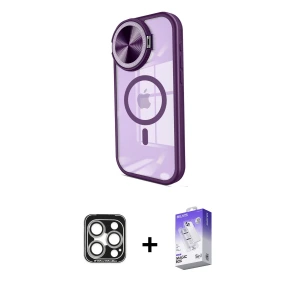 ieg™ iPhone 15 Pro Max Kılıf Kıvılcım Modern Koleksiyonu - Siyah Bilvis 5in1 3D Magic Cam Ekran Koruyucu + PVD Metal Kamera Lens - GS