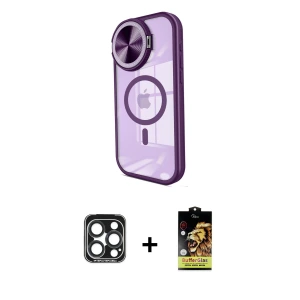 ieg™ iPhone 15 Pro Max Kılıf Kıvılcım Modern Koleksiyonu - Siyah Buffer Cam Ekran Koruyucu + PVD Metal Kamera Lens - LT