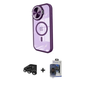 ieg™ iPhone 15 Pro Max Kılıf Kıvılcım Modern Koleksiyonu - Siyah Vanessa Magic Cam + Raze Metal Kamera Lens - TMGI