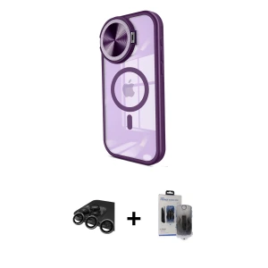 ieg™ iPhone 15 Pro Max Kılıf Kıvılcım Modern Koleksiyonu - Siyah Vanessa Magic Hayalet Cam + Raze Metal Kamera Lens - TMGI