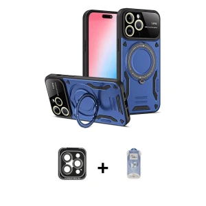 ieg™ iPhone 15 Pro Max Kılıf Kıvılcım Modern Serisi - Siyah Joko Magic 5D Cam + PVD Metal Kamera Lens - GI